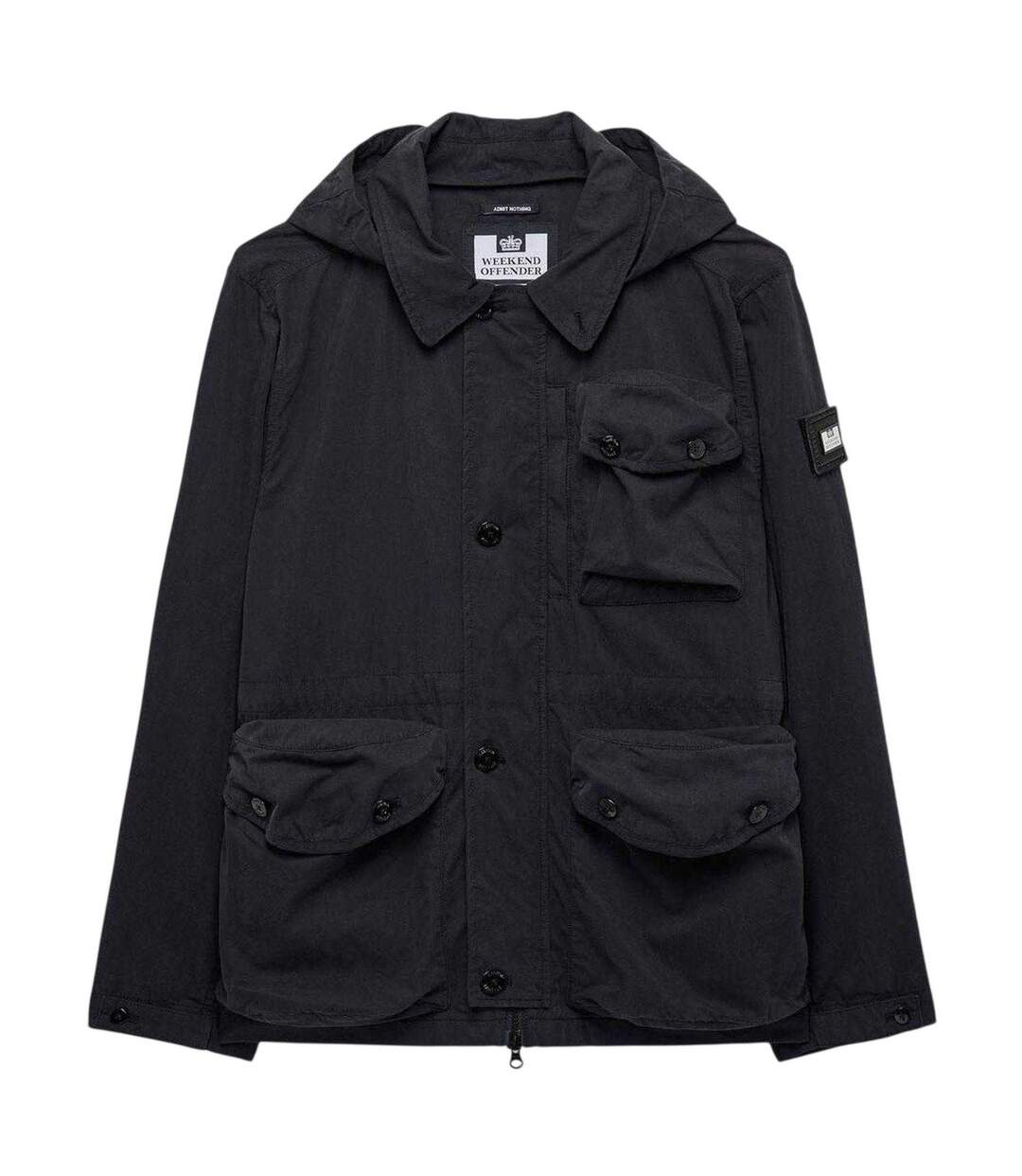 Mens Harporcrate Hooded Jacket Black Weekend Offender-2