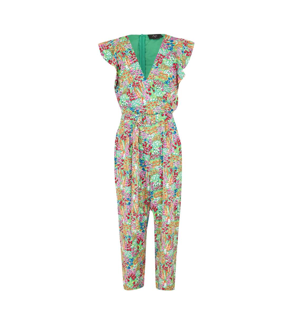 Womens/ladies Floral V Neck Casual Jumpsuit Multicoloured Print AX Paris-2