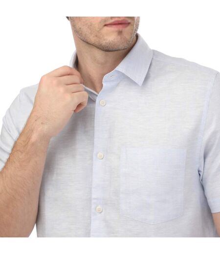 Mens Kingford Linen Short-sleeved Shirt Blue Ted Baker