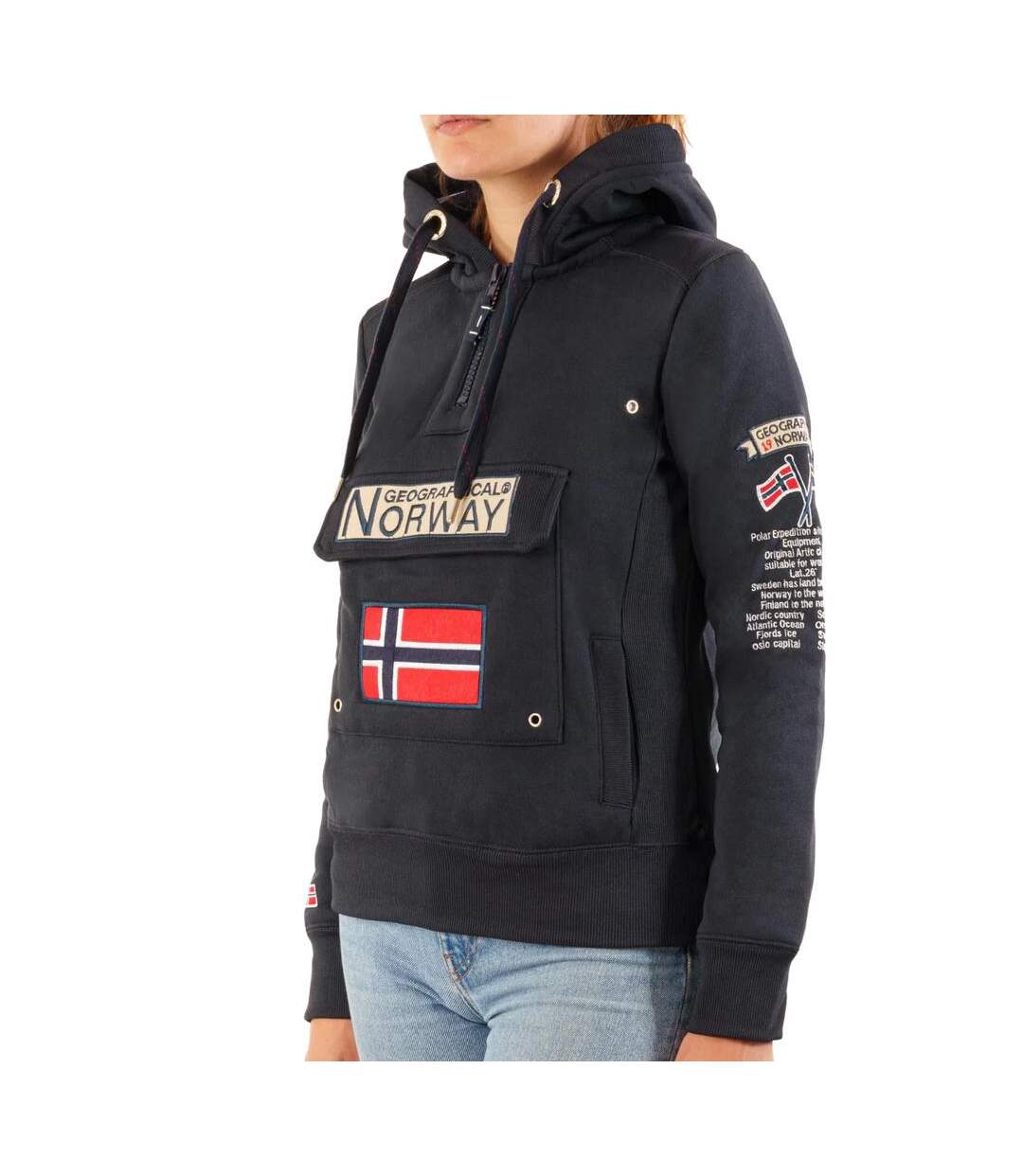 Sweat à capuche marine femme geographical norway class lady - l-1
