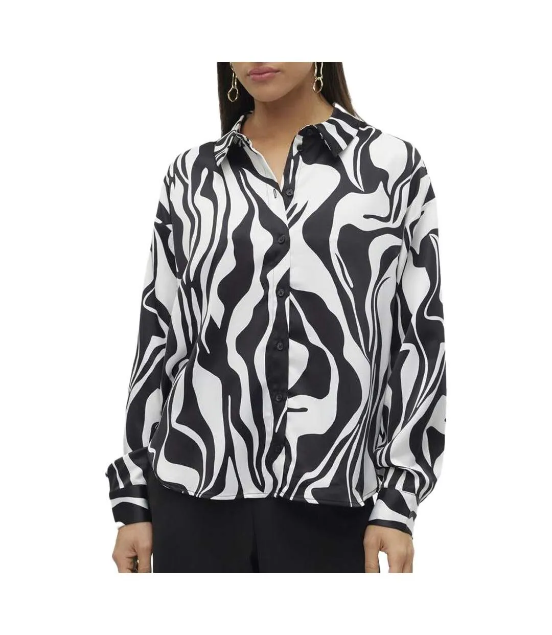 Chemise noire/blanche femme vero moda merle-1