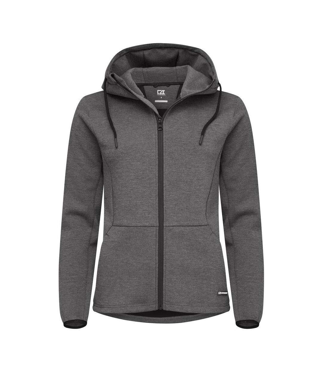 Womens/ladies Pemberton Full Zip Hoodie Anthracite Melange Cutter & Buck-1