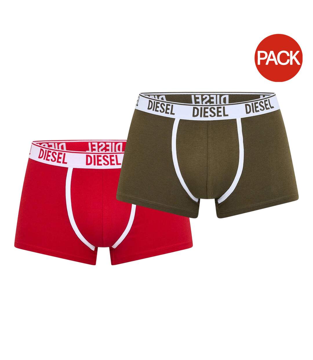 Lot De 2  Slips Motif/style Uni Homme Vert Rouge Diesel-1