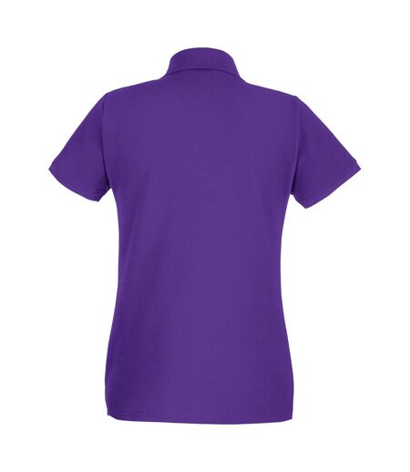 Womens/ladies Premium Fitted Short-sleeved Polo Shirt Purple Fruit Of The Loom