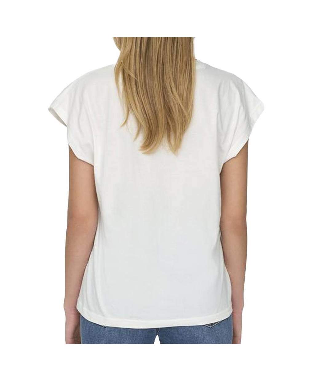 T-Shirt blanc femme jdy rose-2
