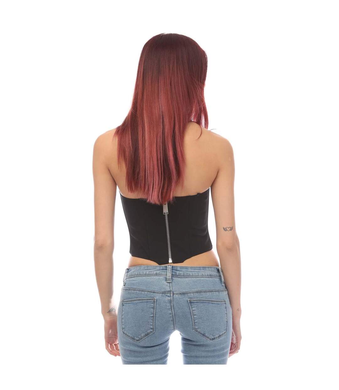 Womens/ladies Zipped Corset Top Black Heron Preston-2