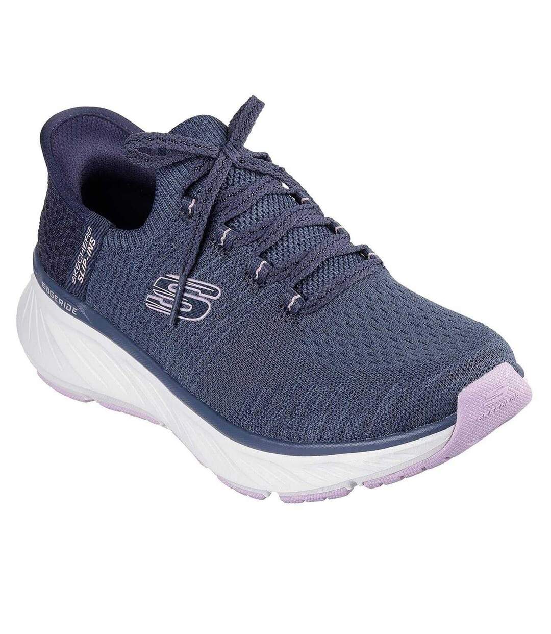 Womens/ladies Edgeride Slip-in Trainers Navy Lavender Skechers-1