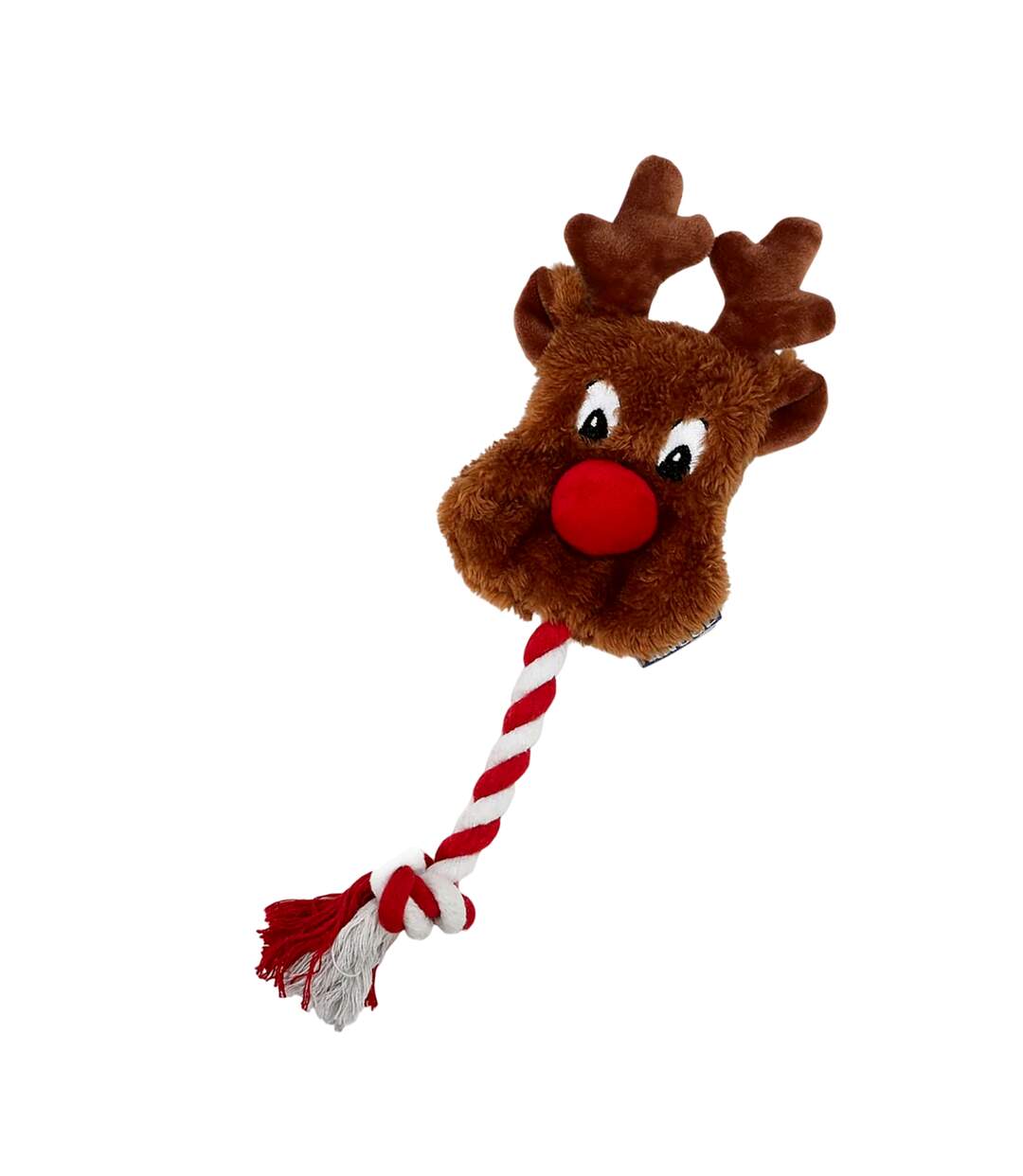 Rudolph rope christmas plush dog toy one size brown/red/white Ancol-3