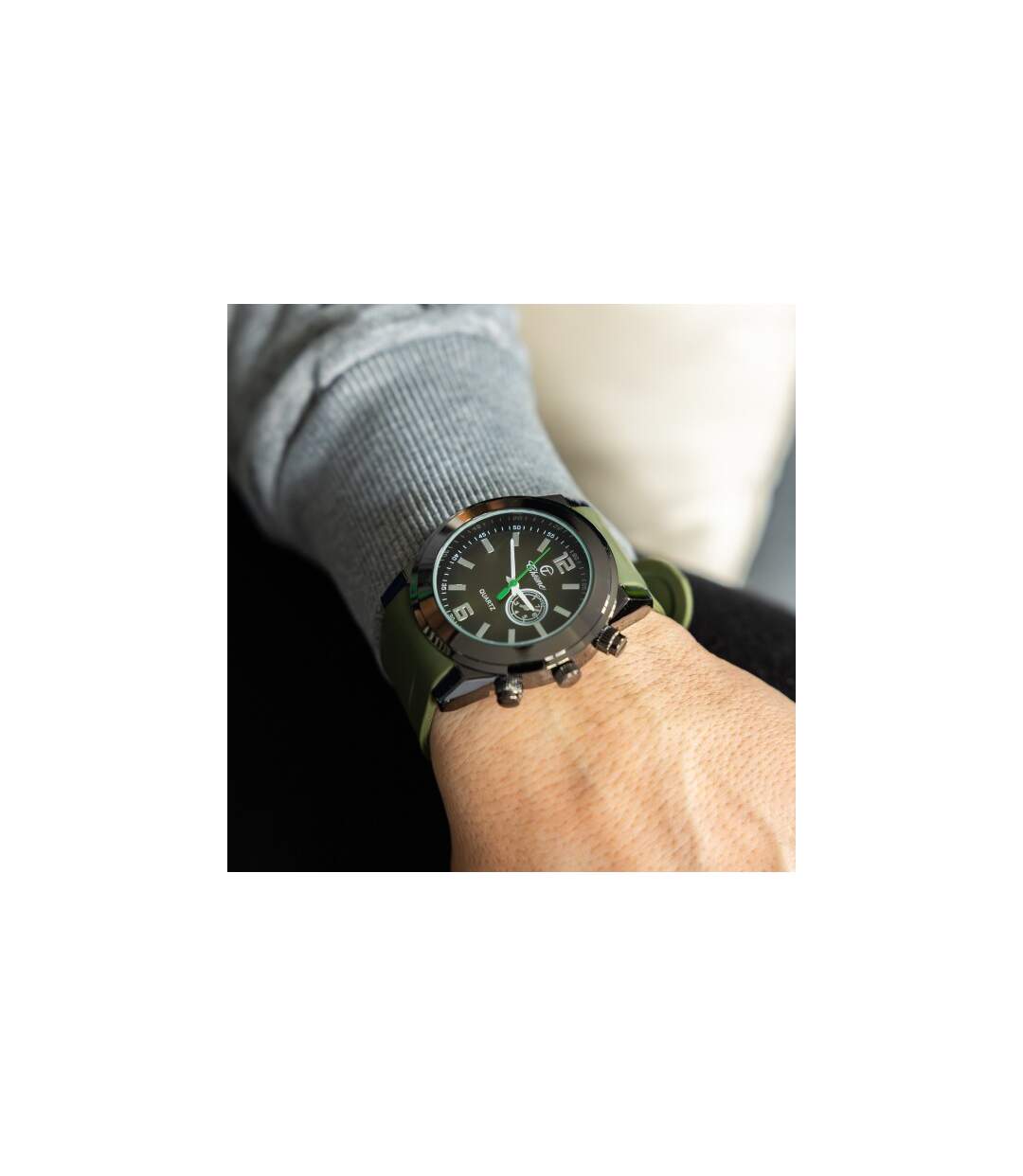 Montre Homme Petit Prix Silicone Vert CHTIME