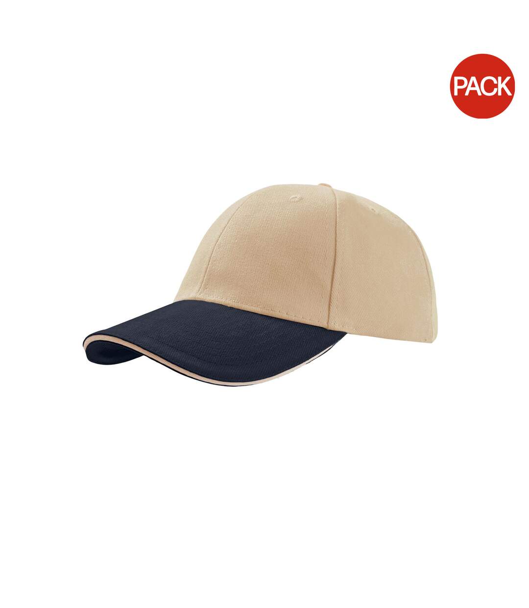 Lot de 2  casquettes en coton épais adulte beige / bleu marine Atlantis-1