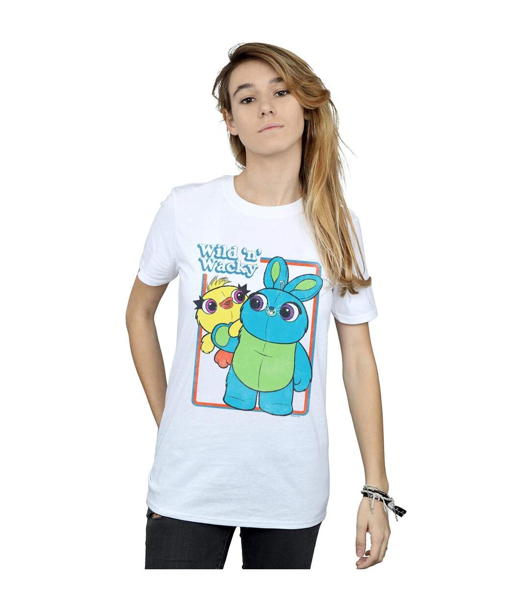 Disney Womens/Ladies Toy Story 4 Duck And Bunny Wild And Wacky Cotton Boyfriend T-Shirt (Blanc) - UTBI46981-2
