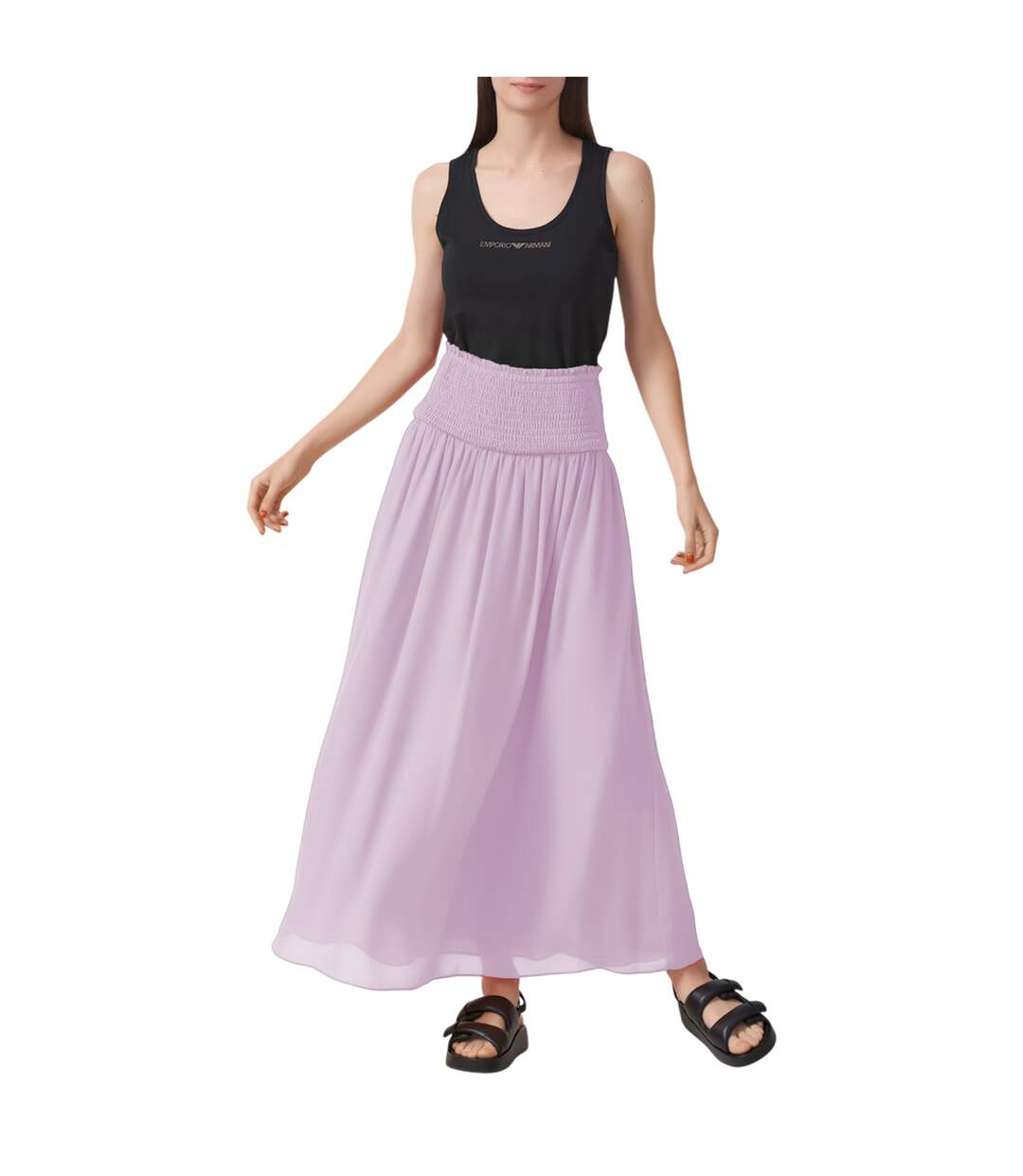 Womens/ladies High Waist Maxi Skirt Lilac Emporio Armani EA7-1