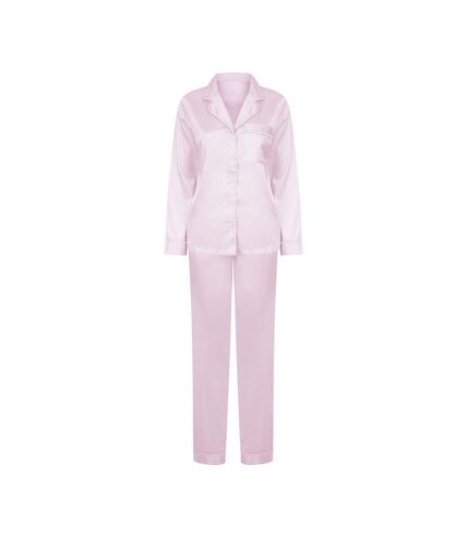 Towel City Womens/Ladies Satin Long Pajamas (Light Pink)