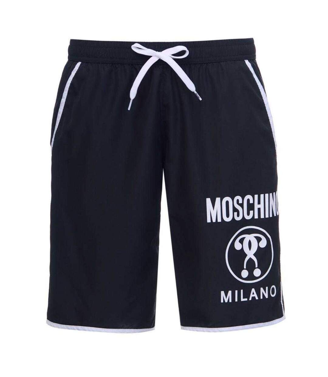 Short De Bain Motif Logo Milano Homme Noir Blanc Moschino-1