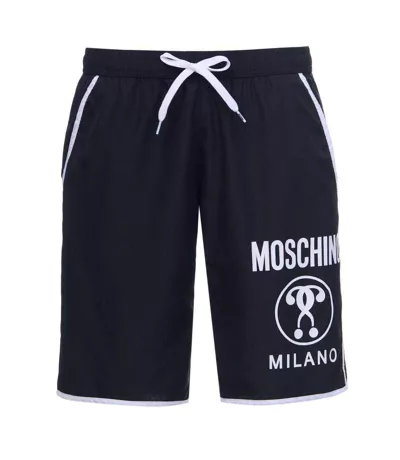 Short De Bain Motif Logo Milano Homme Noir Blanc Moschino