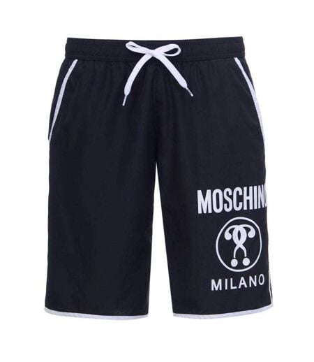 Short De Bain Motif Logo Milano Homme Noir Blanc Moschino