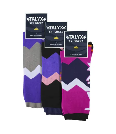 3 Pack Ladies Ski Socks Cushioned Thermal Moisture Wicking Winter Sports Socks