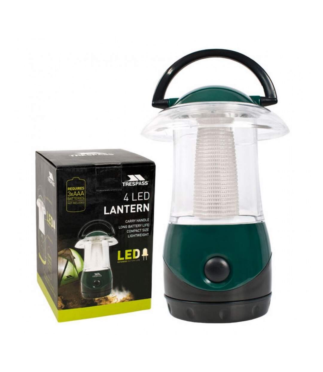 Trespass Embers 4 LED Battery Lightweight Lantern (One Size) (Dark Green) - UTTP1033