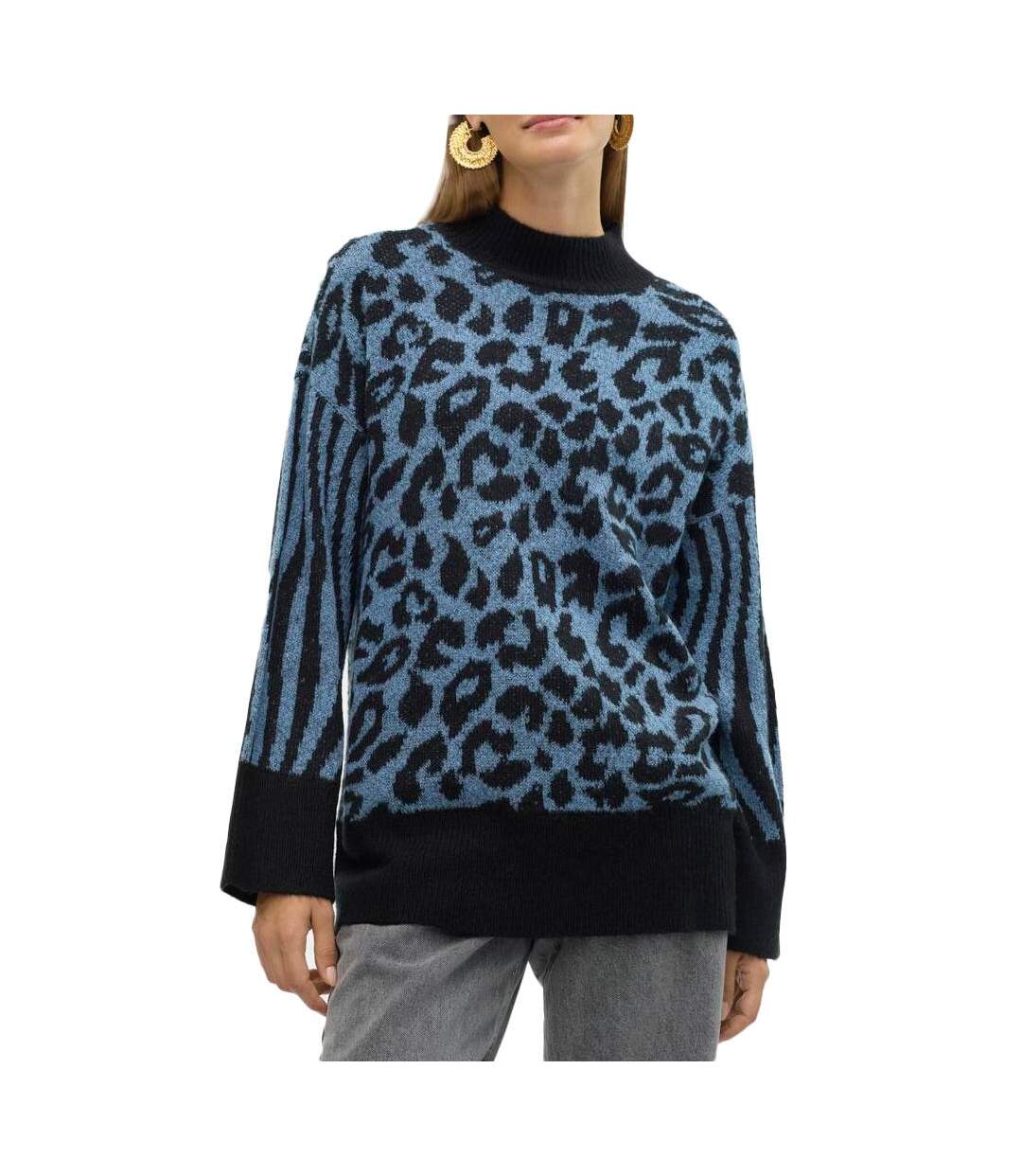 Pull noir/bleu femme vero moda mars - l-1