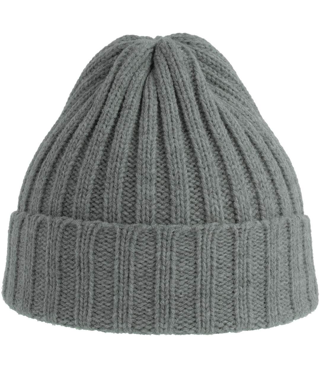 Unisex Adult Shore Chunky Recycled Beanie Light Grey Melange Atlantis-3