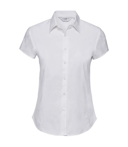 Russell Collection Womens/Ladies Stretch Easy-Care Fitted Short-Sleeved Shirt (White)
