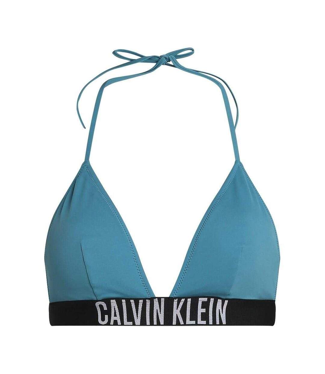Womens/ladies Triangle Cups Bikini Top Storm Blue Calvin Klein-2