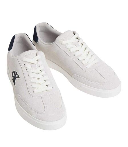 Mens Suede Low Trainers Off White Navy Calvin Klein