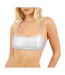 Womens/ladies Holographic Bikini Top Metallic Silver Brave Soul-2