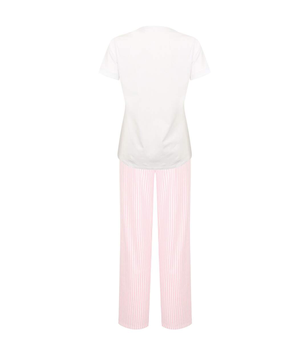 Womens/ladies stripe pyjama set white/pink Towel City-2