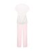 Womens/ladies stripe pyjama set white/pink Towel City-2