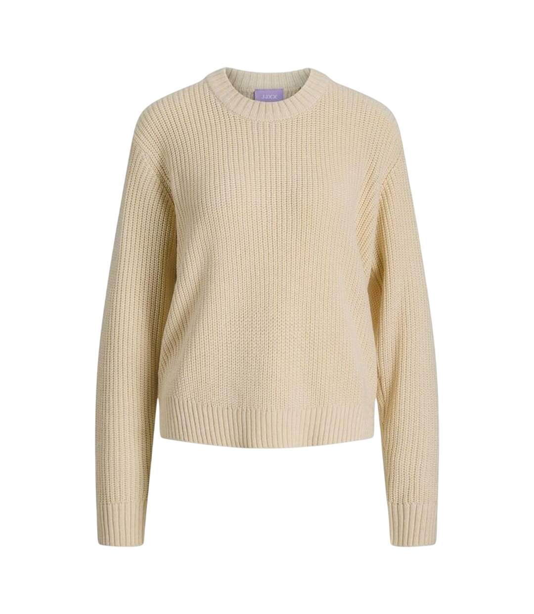 Pull Manches Raglan Motif/style Tricoté Femme Beige Pâle JJXX-1
