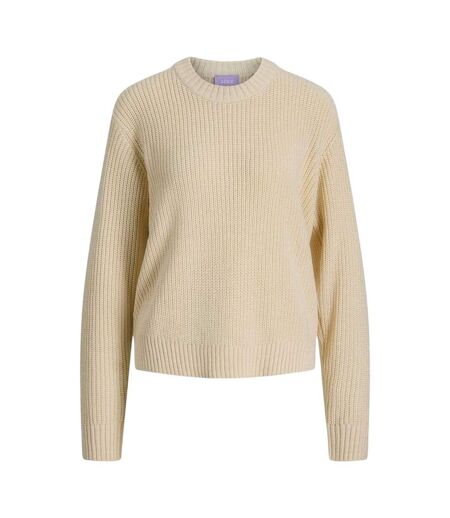 Pull Manches Raglan Motif/style Tricoté Femme Beige Pâle JJXX