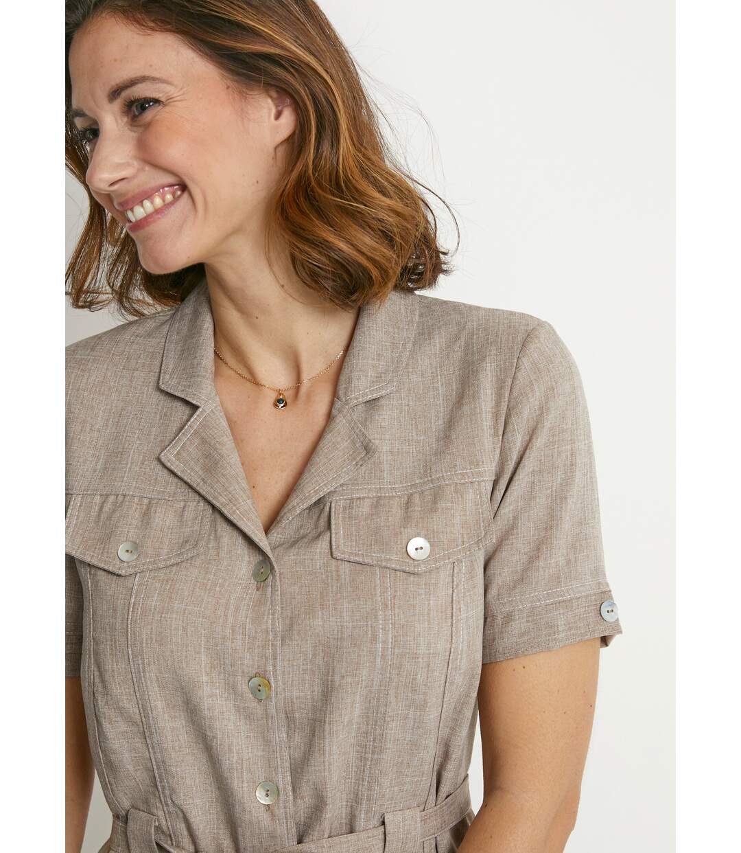 Robe-chemisier mi-longue coupe droite-5