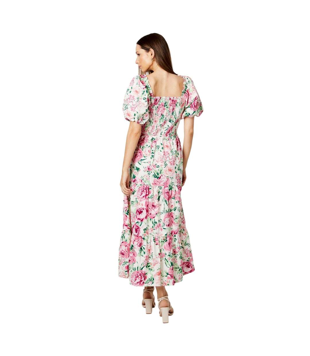 Robe mi-longue femme blanc / rose / vert Dorothy Perkins-2