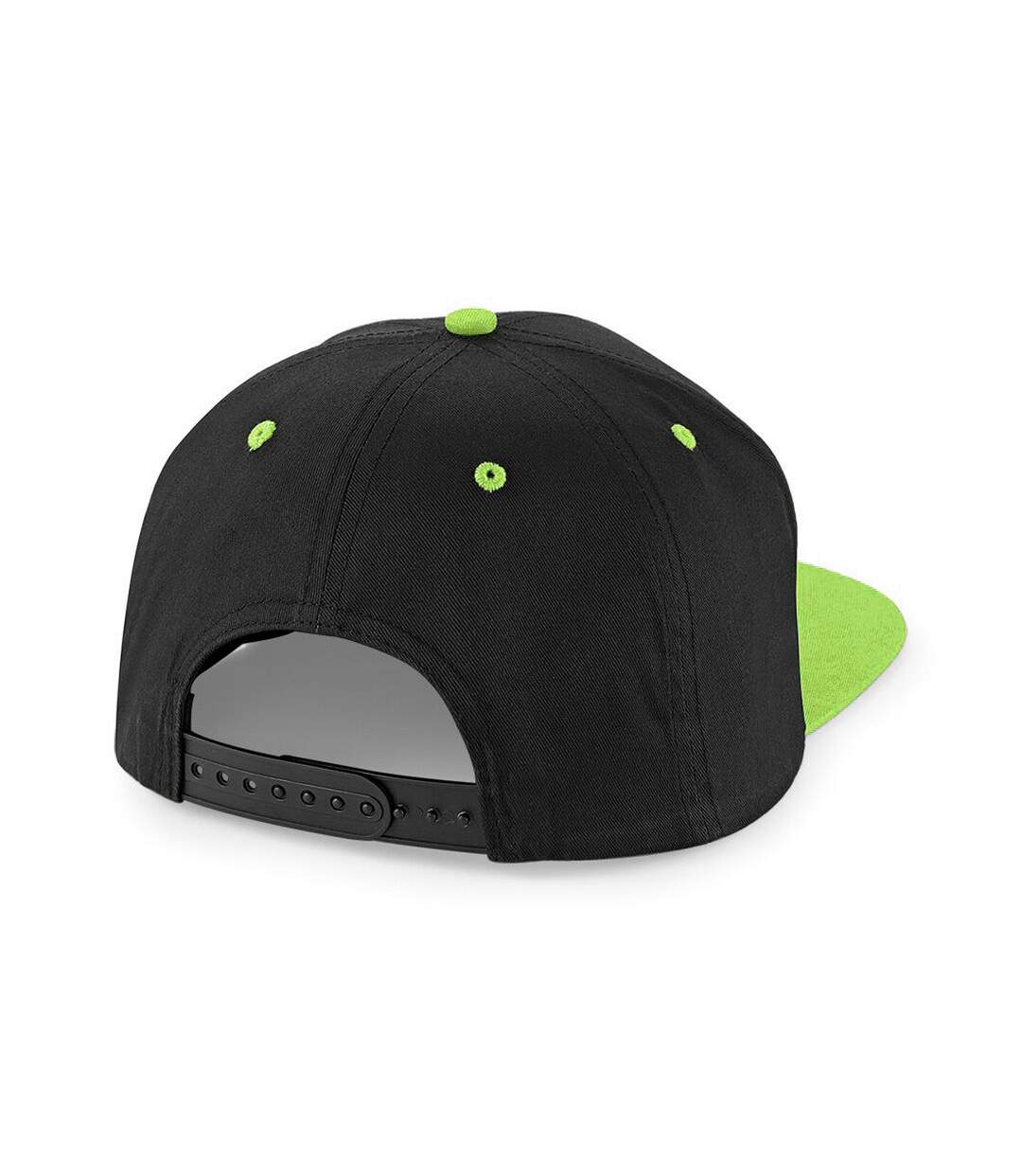 Beechfield Unisex 5 Panel Contrast Snapback Cap (Pack of 2) (Black/ Lime Green) - UTRW6721-2