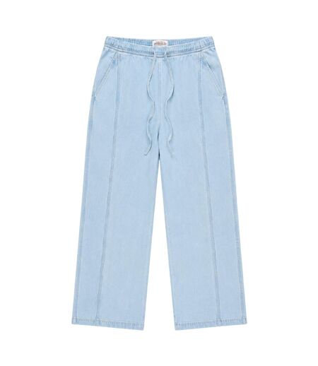 Womens/ladies Denim Wide Leg Joggers Blue Guess