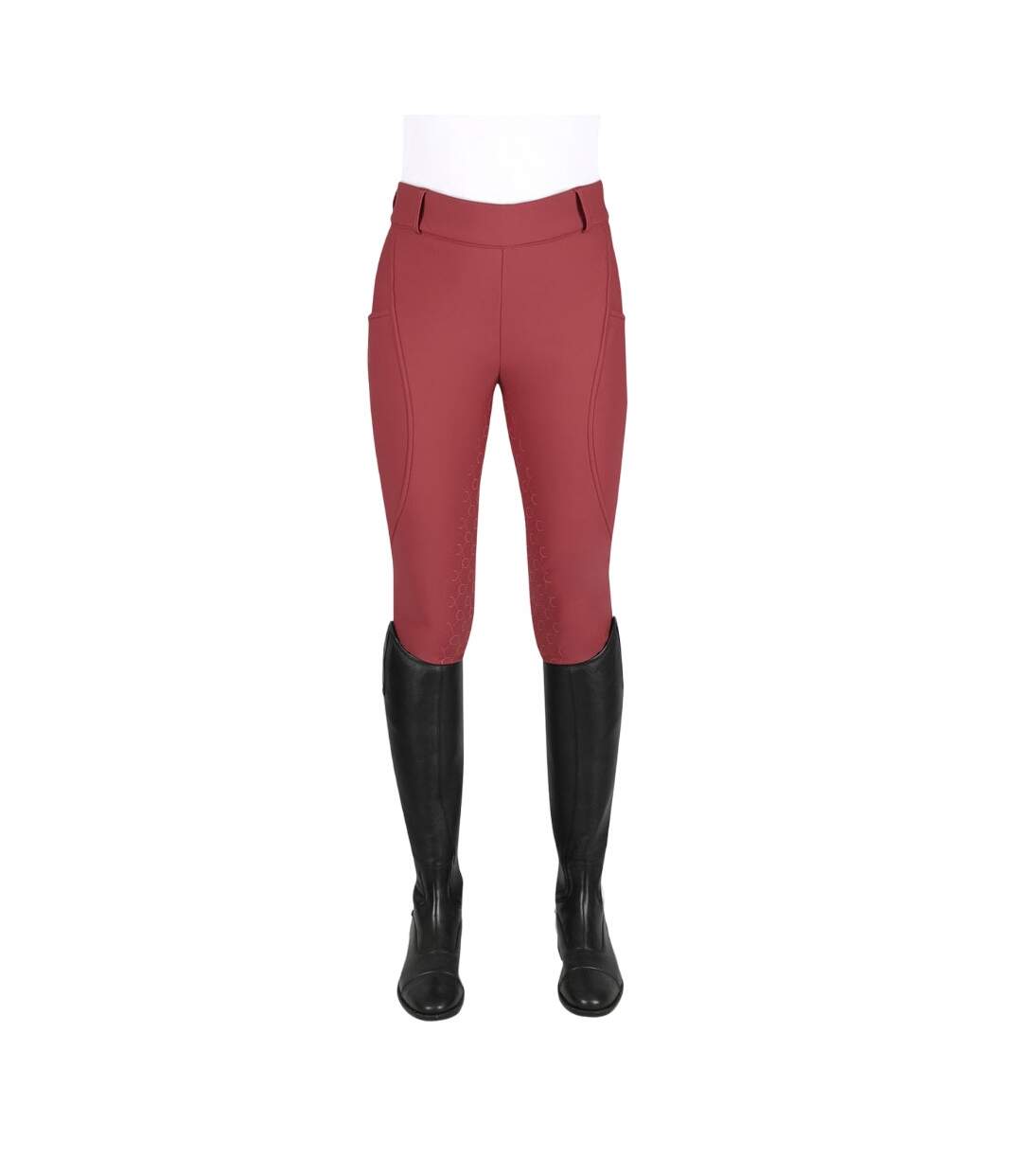 Womens/ladies horse riding tights burgundy Coldstream