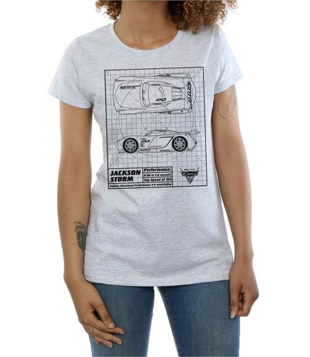 Disney - T-shirt CARS JACKSON STORM BLUEPRINT - Femme (Gris chiné) - UTBI13816