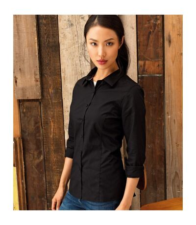 Premier Womens/Ladies Long Sleeve Fitted Friday Shirt (Black) - UTRW5525