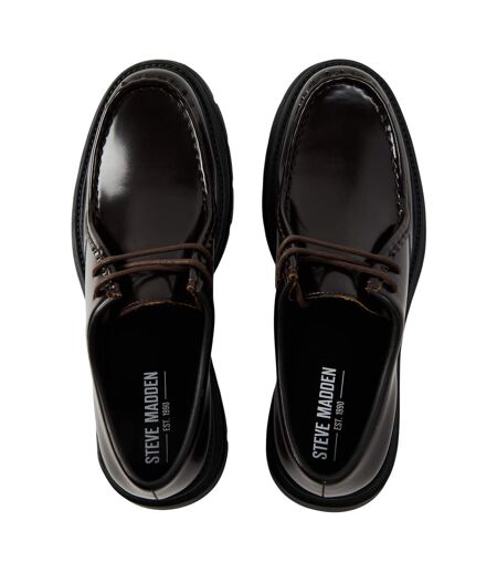 Mens Reice Leather Backless Flat Mules Brown Steve Madden
