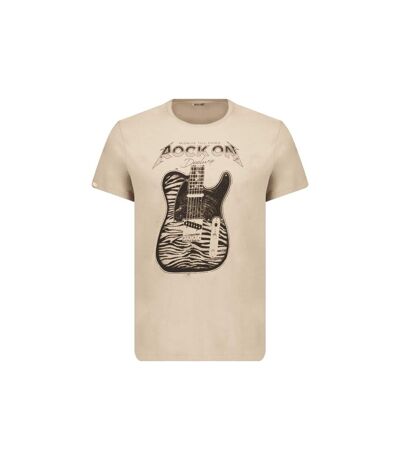 tshirt col rond avec imprimé guitare sur le devant ROCKON