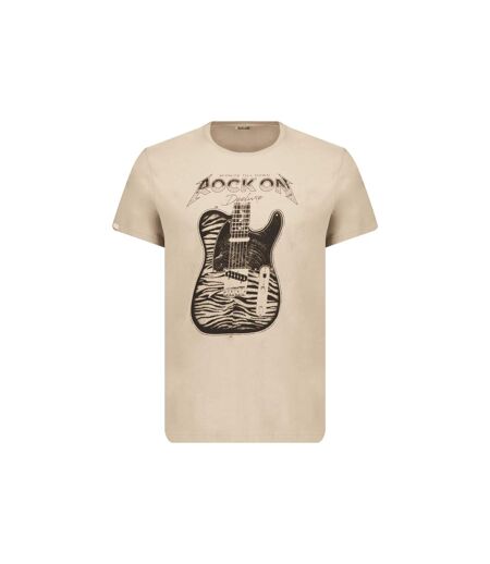 tshirt col rond avec imprimé guitare sur le devant ROCKON