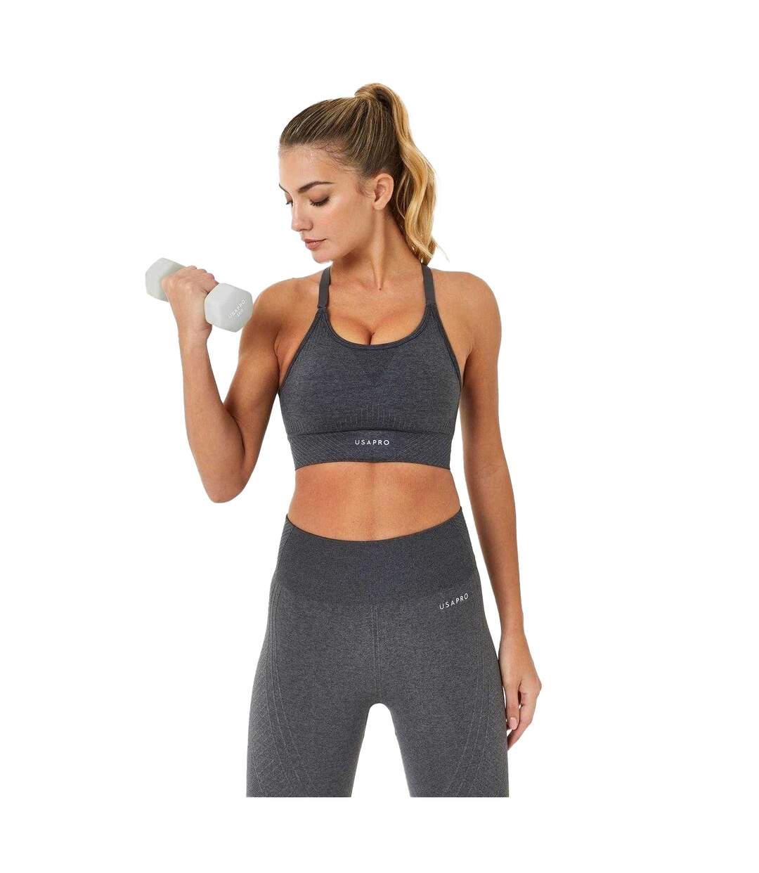 Brassière De Sport Motif/style Ajustable Femme Gris Foncé USA-1