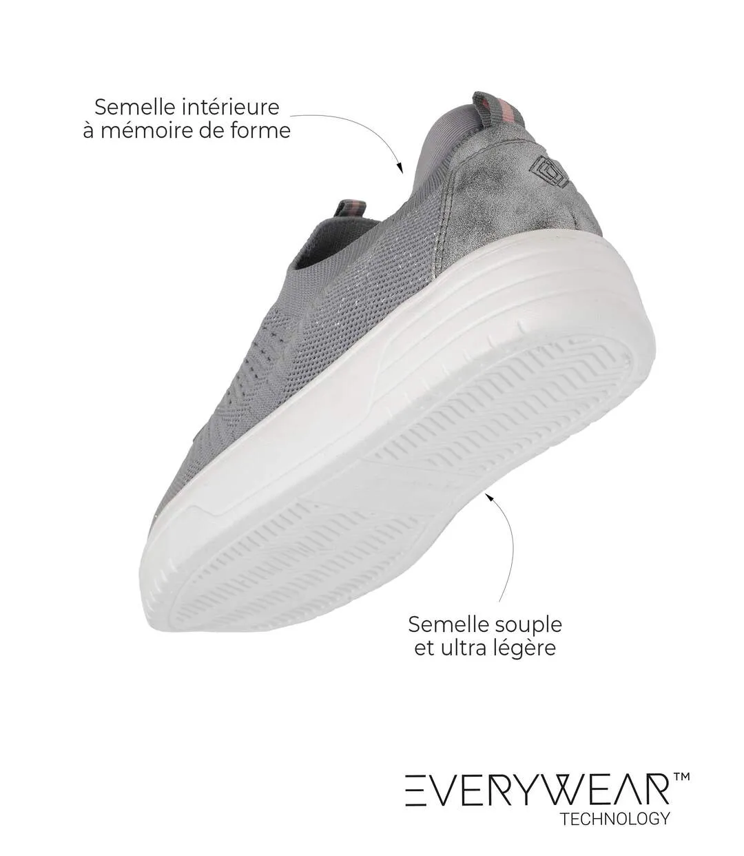 Isotoner Baskets femme slip on, semelle plateforme, confortables, souple et légères-5