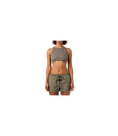 Womens/ladies Patch Ribbed Logo Crop Top Heather Grey Fear Of God Essentials
