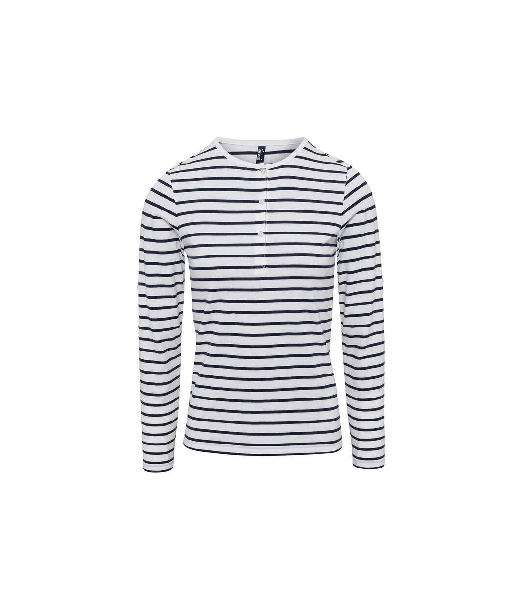 Premier - T-shirt LONG JOHN - Femme (Blanc / bleu marine) - UTRW6236