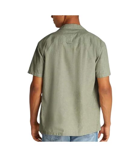 Chemisette verte/kaki homme tommy hilfiger linen blend camp-aruba - l