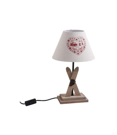 Lampe avec pied en bois décor ski (Lot de 2)