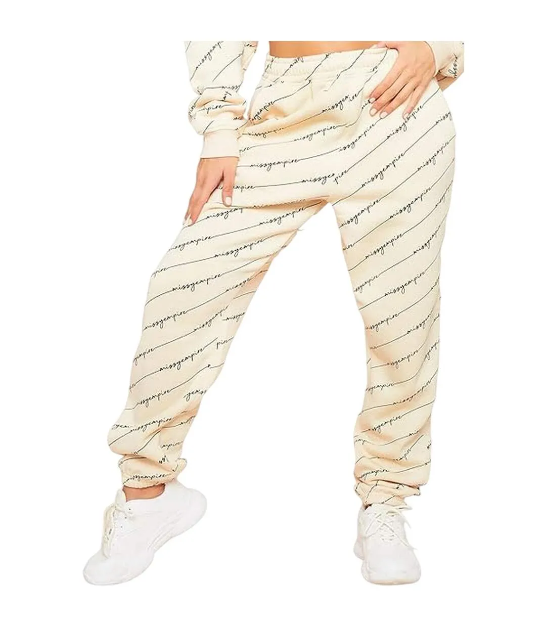 Pantalon De Jogging Motif/style Slogan Femme Crème Missy Empire-2
