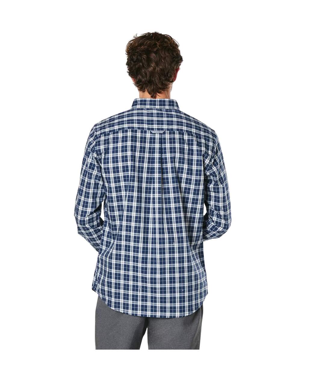 Mens mono check long-sleeved shirt navy Maine